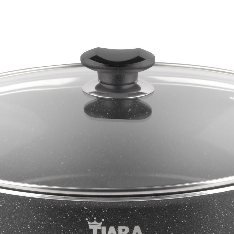 تابه 24 دودسته درب شیشه با رینگ استیل مشکی - تیارا - Image 2