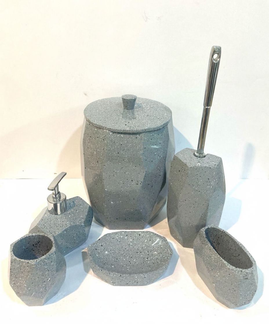 ست سرویس بهداشتی 6 تیکه مدل سنگی-ژیوار